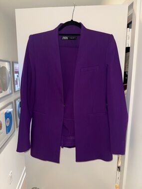 Zara Purple Open-Front Blazer Jacket